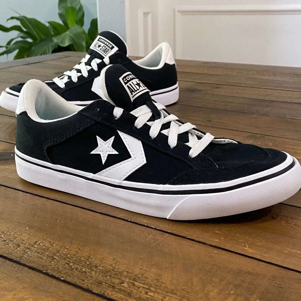 Converse All Star Replay Low Top Mens 7.5 Womens 9 Black White Sneakers A03686C